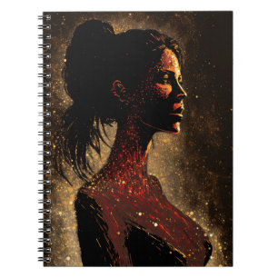 Frau der Sterne - Kleines Notebook in Rot und Brau Notizblock