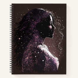 Frau der Sterne Lila & braun große Softcover Notizblock
