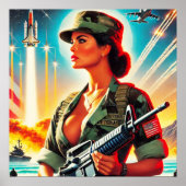 Frau der Vintagen Armee Poster (Vorne)