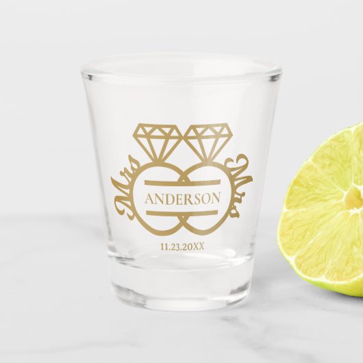 Frau Diamond Rings Gay Gastgeschenk Hochzeit Schnapsglas (Vorderseite)