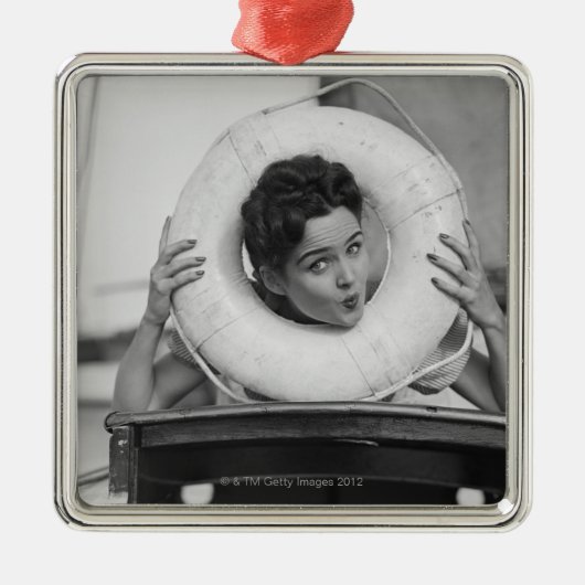 Frau, die 3 aufwirft ornament aus metall (Vorne)