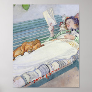 Frau, die auf einem Bench 1913 von Carl Larsson li Poster