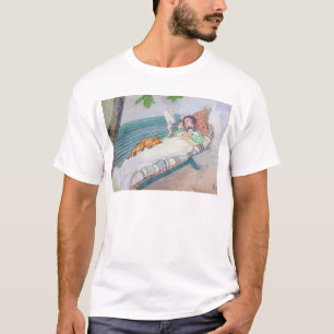 Frau, die auf einer Bank, 1913 liegt T-Shirt