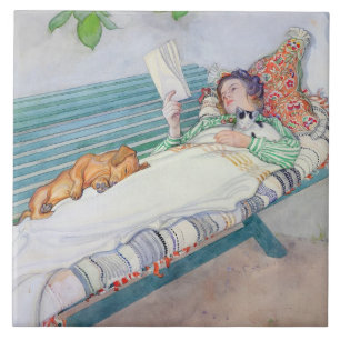 Frau, die auf einer Bank liegt, 1913 (w/c auf Fliese