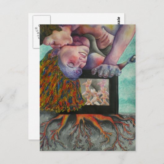 Frau, die auf Postkarte geküsst wird (Vorne/Hinten)