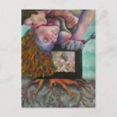 Frau, die auf Postkarte geküsst wird (Vorderseite)