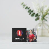 Frau, die auf Treadmill läuft Visitenkarte (Stehend Vorderseite)