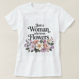 Frau, die Blume  Weißen T - Shirt Liebe