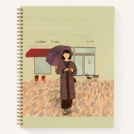 Frau, die ein Getränk zu sich nimmt Notizblock