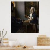 Frau, die ein Gleichgewicht hält von Johannes Verm Poster (Küche)