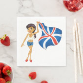 Frau, die eine Flagge mit Napkins schwingt Serviette (Beispiel)