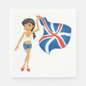 Frau, die eine Flagge mit Napkins schwingt Serviette (Vorderseite)