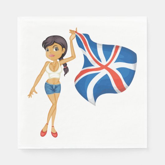 Frau, die eine Flagge mit Napkins schwingt Serviette (Vorderseite)