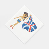 Frau, die eine Flagge mit Napkins schwingt Serviette (Ecke)