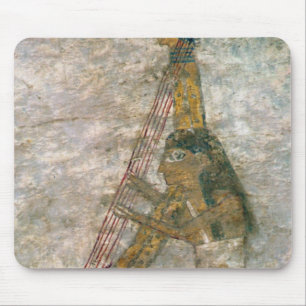 Frau, die eine gewölbte Harfe spielt Mousepad