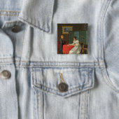 Frau, die einen Brief schreibt Button (Beispiel)