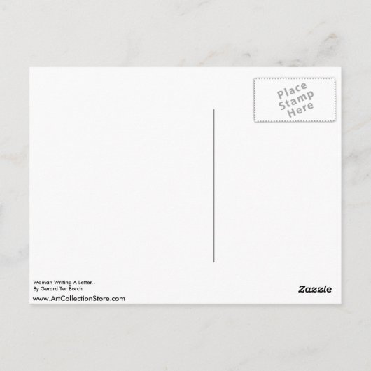 Frau, die einen Brief schreibt, von Gerard Ter Bor Postkarte (Rückseite)