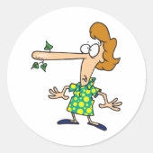 Frau, die erzählt hat, runder aufkleber (Vorderseite)