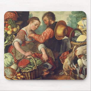 Frau, die Gemüse, 1567 (Öl, verkauft auf Leinwan Mousepad