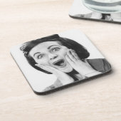 Frau, die Gesicht macht Untersetzer (Linke Seite)