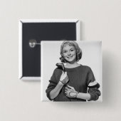 Frau, die Golfclub hält Button (Vorne & Hinten)
