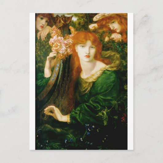 Frau, die Harfenmalerei spielt Postkarte (Vorderseite)