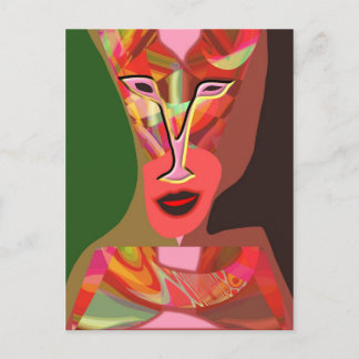 Frau, die heiße Musik hört Postkarte