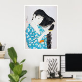 Frau, die ihr Haar bekommt, Goyō Hashiguchi Poster (Heimbüro)