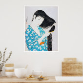 Frau, die ihr Haar bekommt, Goyō Hashiguchi Poster (Küche)