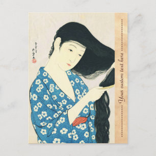 Frau, die ihr Haar Hashiguchi Goyo bekommt Postkarte