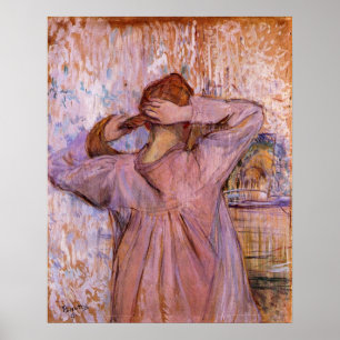 Frau, die ihr Haar von Toulouse-Lautrec kämpft Poster