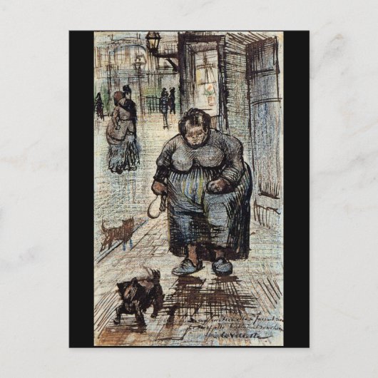 Frau, die ihren Hund durch Vincent Van Gogh spazie Postkarte (Vorderseite)