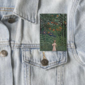 Frau, die in einem exotischen Wald geht, Henri Rou Button (Insitu)