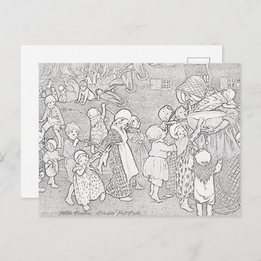 FRAU, DIE IN EINEM SHOE LEBTE | Paintable Postcard Postkarte (Vorne/Hinten)