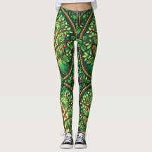Frau, die lebendige Leggings mit einem kompliziert