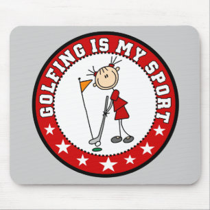 Frau, die meinen Sport Mousepad Golf spielt