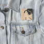 Frau, die nach ihrem Bad sich entspannt Button (Beispiel)