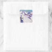 Frau, die offenes Steigungs-Plakat aufwirft Quadratischer Aufkleber (Tasche)