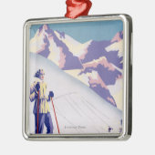 Frau, die offenes Steigungs-Plakat aufwirft Silbernes Ornament (Links)