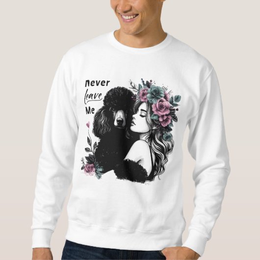 Frau, die Poodle mit Blume umarmt Sweatshirt (Vorderseite)