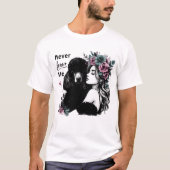 Frau, die Poodle mit Blume umarmt T-Shirt (Vorderseite)