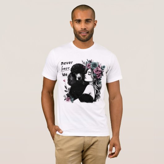 Frau, die Poodle mit Blume umarmt T-Shirt (Vorne ganz)