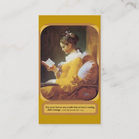 Frau, die regelmäßige Visitenkarte liest (Vorderseite)