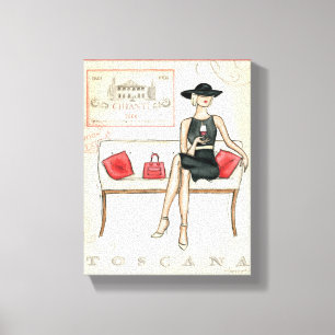 Frau, die Rotwein trinkt Leinwanddruck