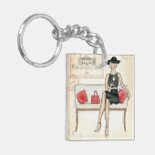 Frau, die Rotwein trinkt Schlüsselanhänger (Vorderseite links)