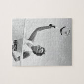 Frau, die Tennis 2 spielt Puzzle (Horizontal)