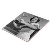 Frau, die Tennis 3 spielt Fliese (Seite)