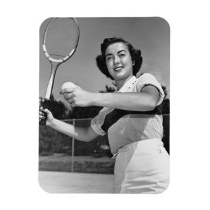 Frau, die Tennis 3 spielt Magnet