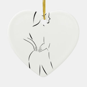 Frau, die zurück sie massiert keramik ornament