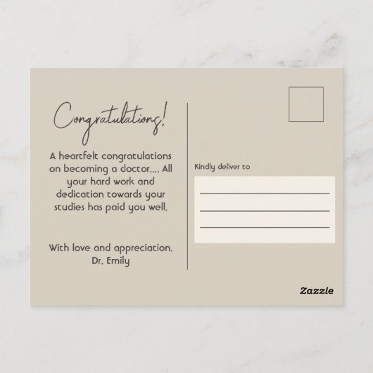 Frau Dr. Funny Abschluss Postkarte (Rückseite)